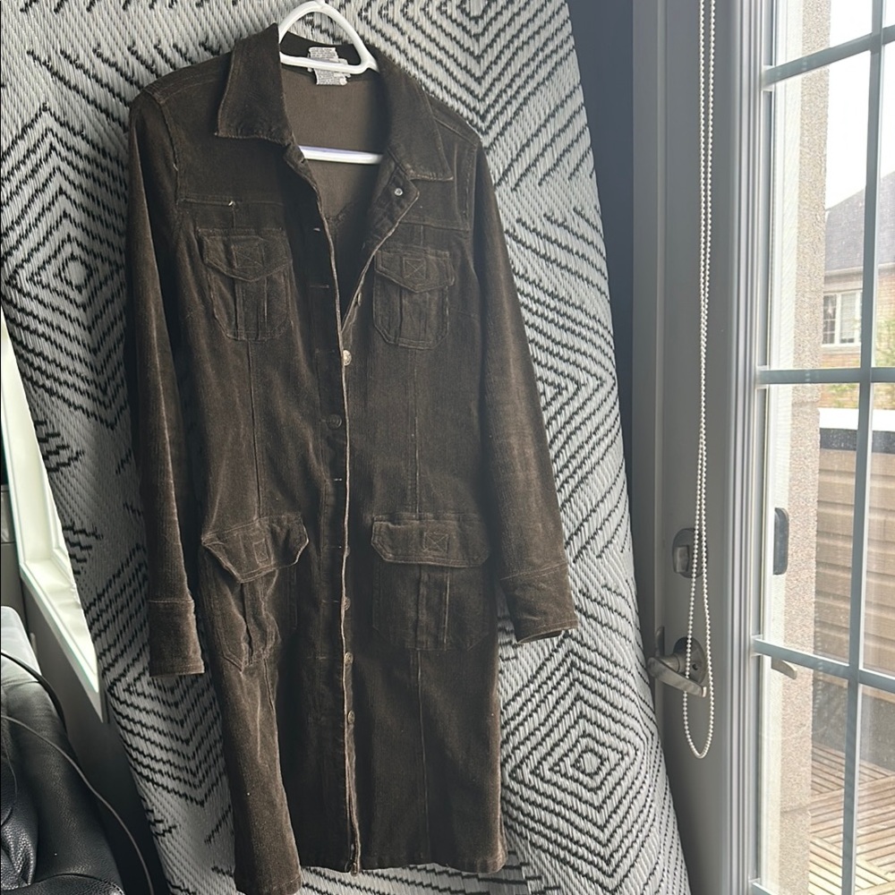 Elegant Brown Corduroy Trench Coat